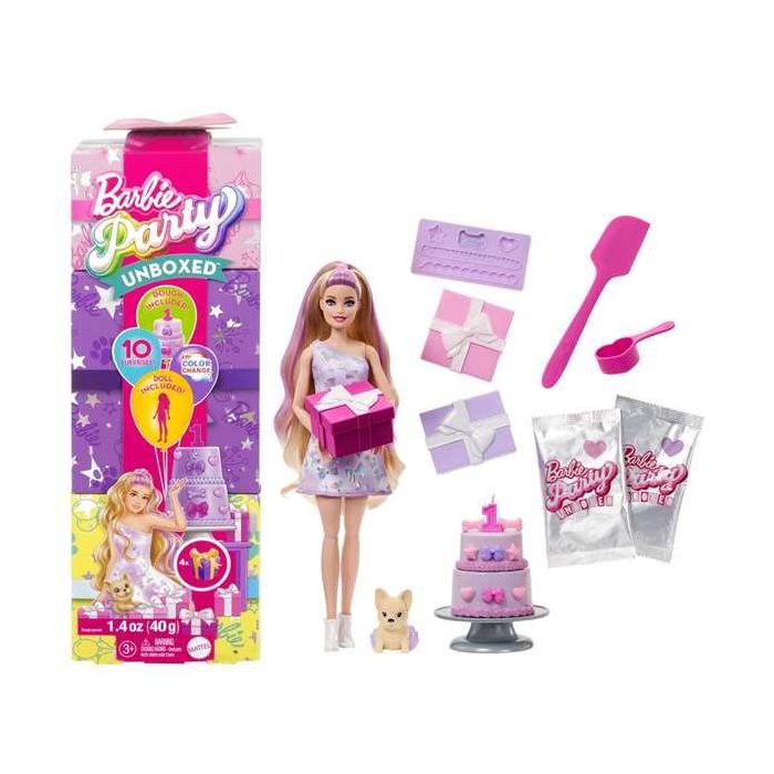 Muñeca barbie party reveal. muñeca morada con sorpresas Muñeca barbie party reveal. muñeca morada con sorpresas