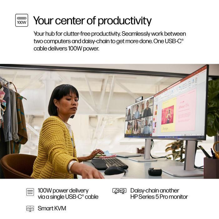 HP Monitor S5 Pro 524Pm 23.8" FHD USB-C con Cámara 5MP y Altavoces Integrados, 100Hz, IPS, 100W Carga 11