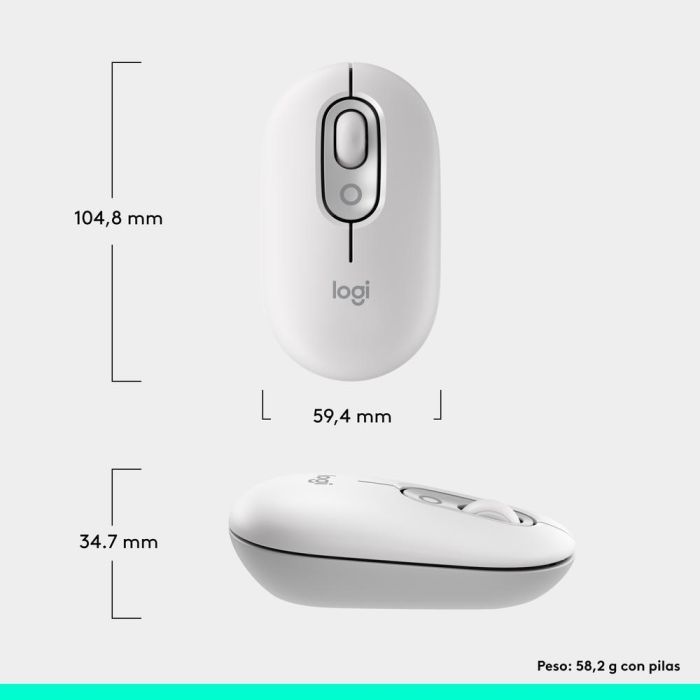 Logitech Pop Mouse Inalámbrico Bluetooth, 1000-4000 DPI, Personalizable, Blanco 6 Logitech Pop Mouse Inalámbrico Bluetooth, 1000-4000 DPI, Personalizable, Blanco 6