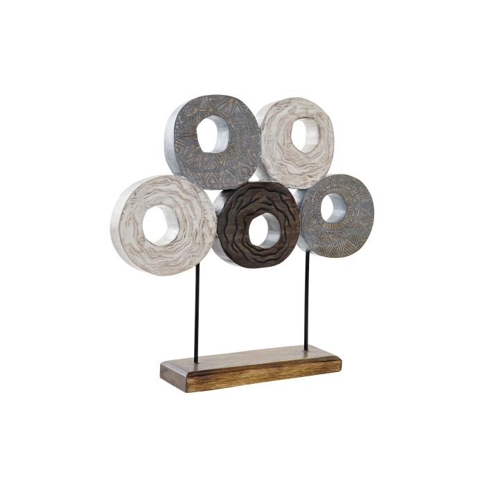 DKD Home Decor Decoracion Balines Multicolor con Círculos de Albasia y Hierro, Medidas 47 cm Alto x 49 cm Ancho x 10 cm Fondo