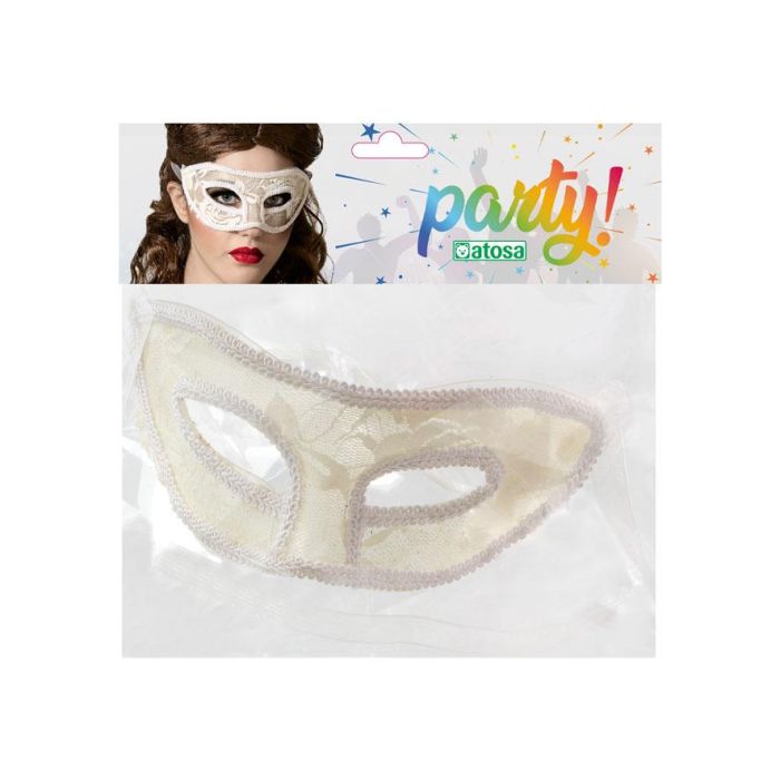 Antifaz Blanco 17x7 cm - Elegante para Fiestas, Bodas y Carnavales 1 Antifaz Blanco 17x7 cm - Elegante para Fiestas, Bodas y Carnavales 1