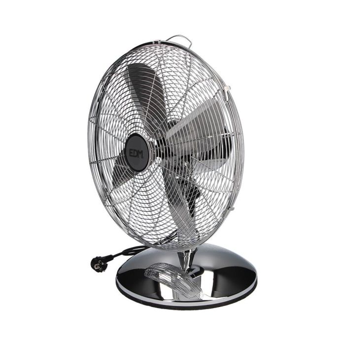 Edm Ventilador de sobremesa cromado 60W Ø40cm 3 velocidades ajustable/oscilante 1
