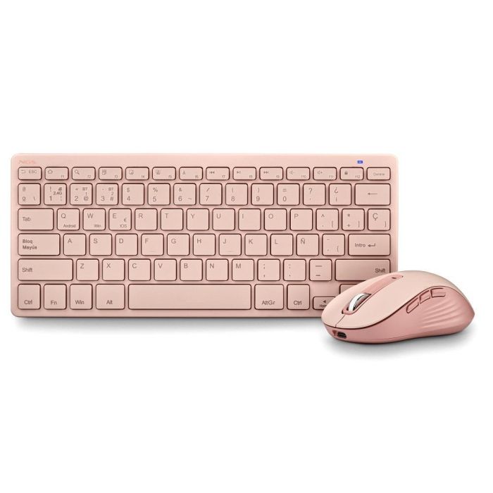 NGS FANTASYKITPINK Teclado y Ratón Inalámbricos Recargables Silenciosos Multimedia Rosa 1
