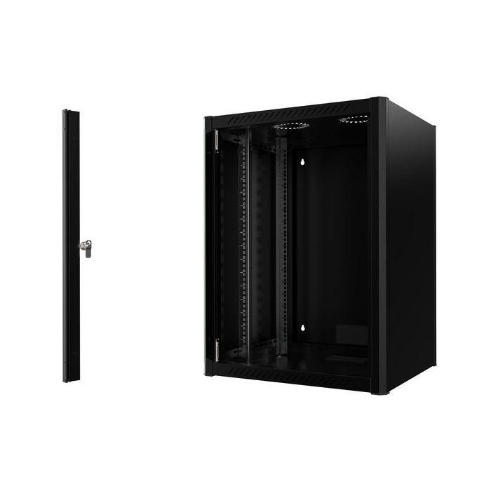 Lanview 19" Rack Cabinet 16U 60x56 de Fondo Mural para Redes y Servidores con Puerta de Cristal Templado 1 Lanview 19" Rack Cabinet 16U 60x56 de Fondo Mural para Redes y Servidores con Puerta de Cristal Templado 1