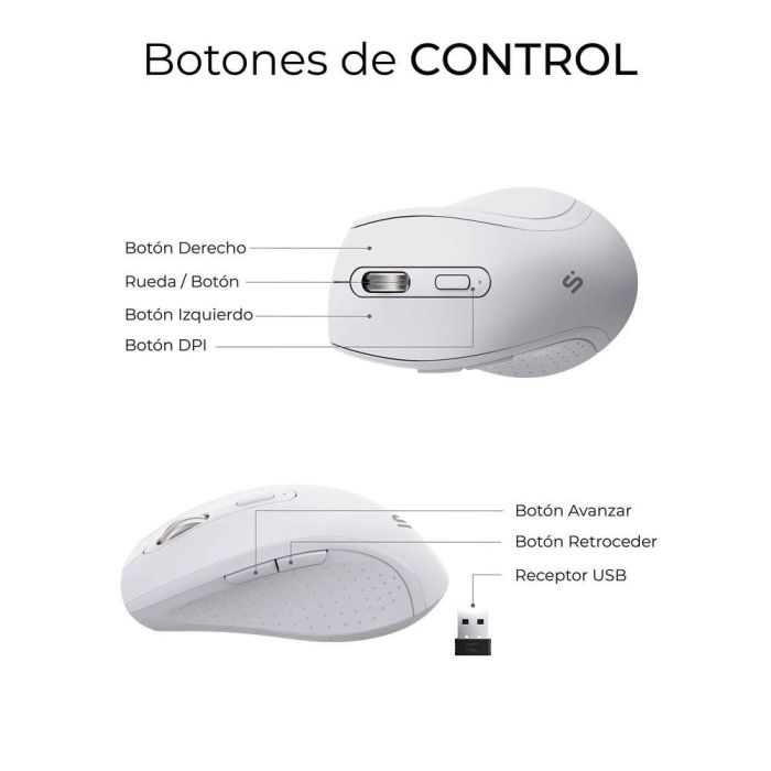 Subblim SUBKBC-DCOPW1 Teclado y Ratón Inalámbrico Ergonómico Combo Dual Office Prowave, BT+USB, Recargable, Silencioso, Blanco 6 Subblim SUBKBC-DCOPW1 Teclado y Ratón Inalámbrico Ergonómico Combo Dual Office Prowave, BT+USB, Recargable, Silencioso, Blanco 6