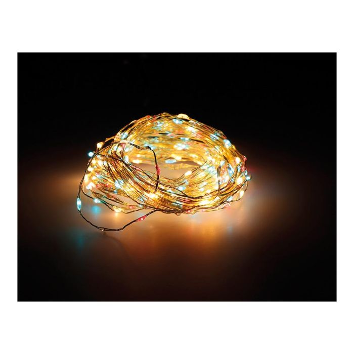 Guirnalda micro led extra dense dorado-multicolor parpadeante 14m 567 leds cable plata