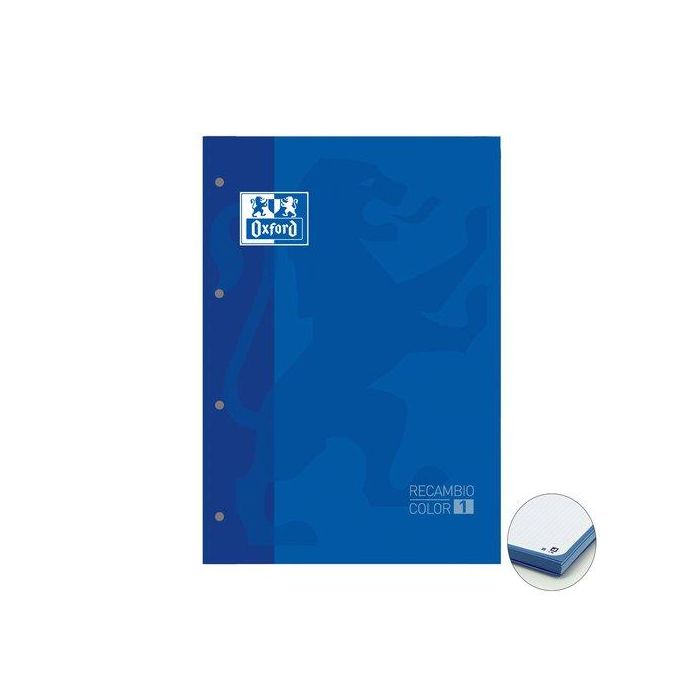 Recambio Oxford School Color 1 Encolado A4+ 80H 90Gr 4 Taladros Cuadric.5X5 Azul (1 Color De Recuadro) (Set de 5)