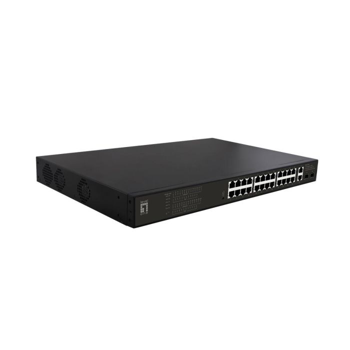 Level One GEP-2821 Switch Gestionado 24x GE con 24x PoE+, 2xGE, 2xGSFP, 390W, Montaje en Rack 19"
