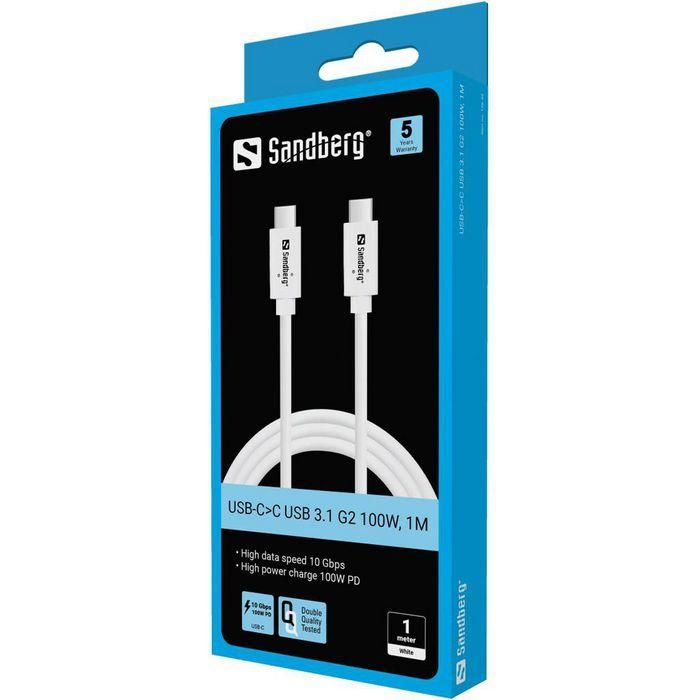 Sandberg USB-C to C USB 3.1 G2 100W, 1M 1 Sandberg USB-C to C USB 3.1 G2 100W, 1M 1