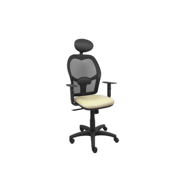Silla Piqueras Y Crespo Alocen Brazos Regulables Cabecero Fijo Malla Negro Y Asiento Similpiel Crema