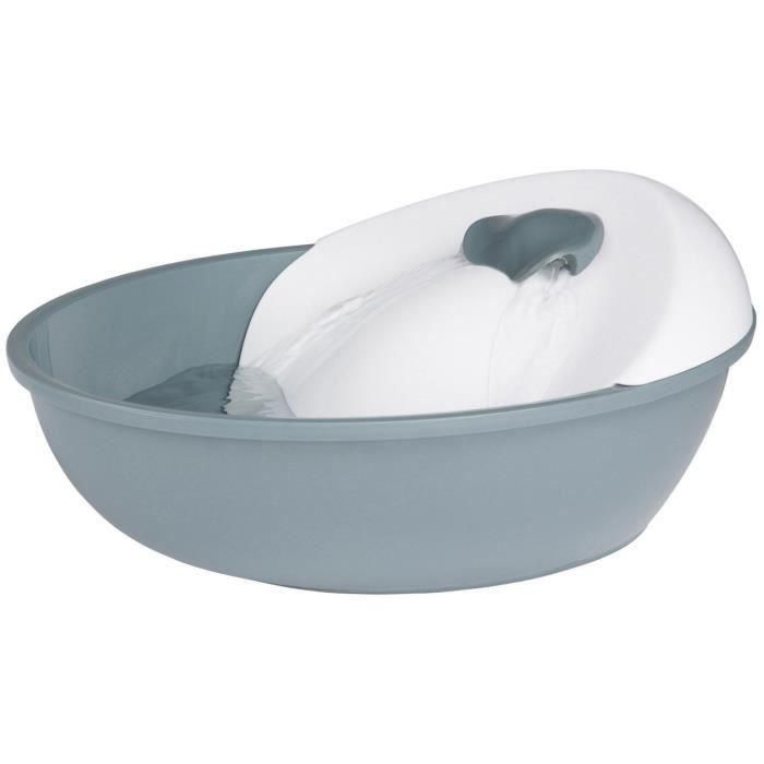 EYENIMAL Fuente de Agua Classic para Perros y Gatos 1.75L - Plástico - Gris y blanco - 3 tipos de flujo con filtro