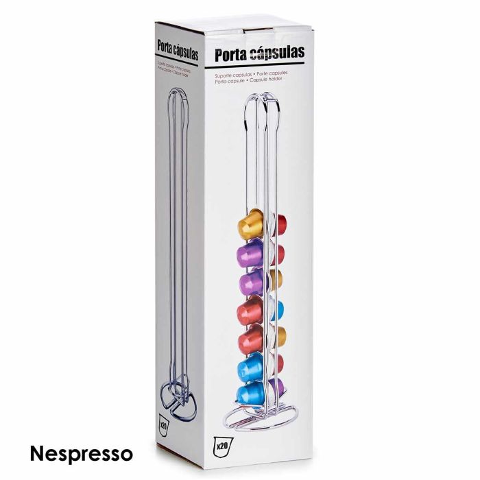 Portacápsulas Doble Inoxidable 20 Cápsulas Café Pequeñas Kinvara 10x37.5x9 cm Plata (12 Unidades) 4 Portacápsulas Doble Inoxidable 20 Cápsulas Café Pequeñas Kinvara 10x37.5x9 cm Plata (12 Unidades) 4