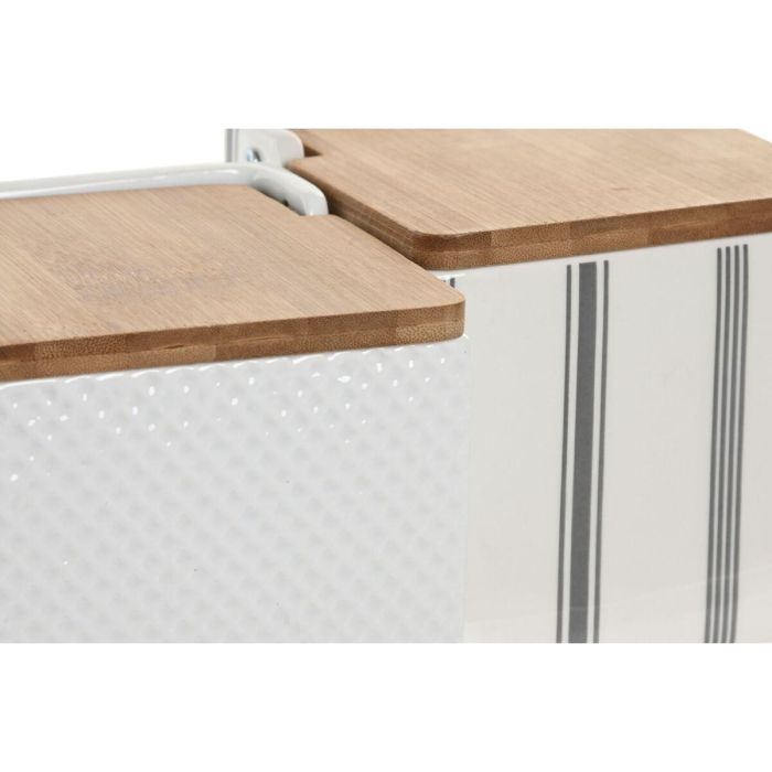 DKD Home Decor Salero Blanco Gres y Bambú 11 x 11 x 11 cm (3 Unidades) 3 DKD Home Decor Salero Blanco Gres y Bambú 11 x 11 x 11 cm (3 Unidades) 3