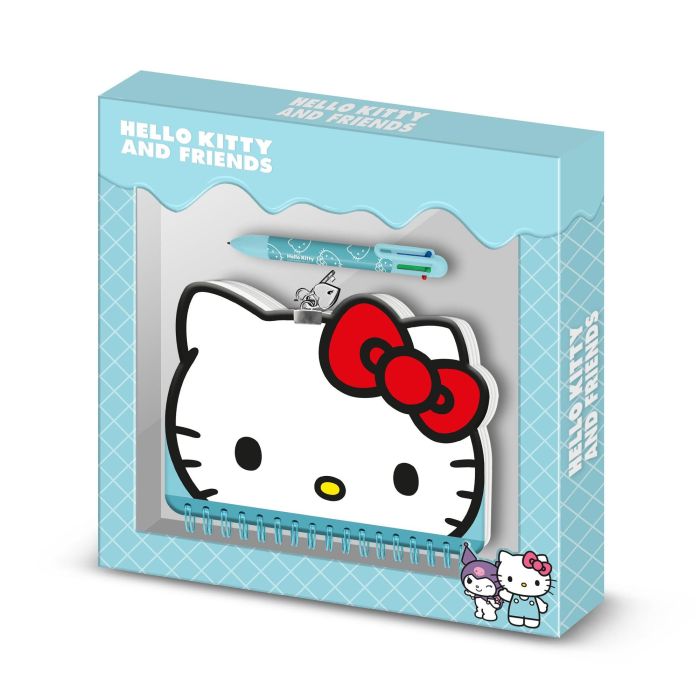 Hello Kitty Pack Diario Kawaii con Candado y Bolígrafo 6 Colores, Azul