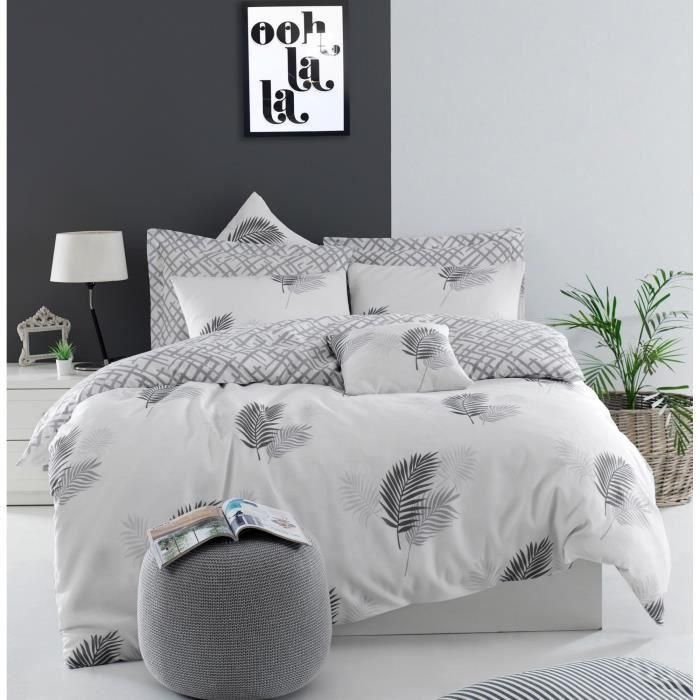 Juego de Cama con Funda Nórdica 220x240 cm y 2 Fundas de Almohada 60x60 cm Gris - 65% Algodón, 35% Poliéster - ASI8682870114951