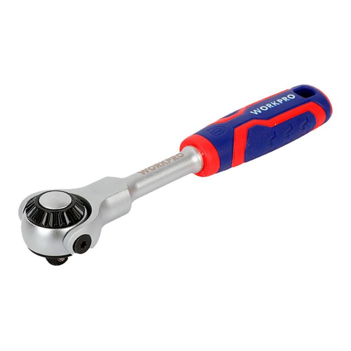 Workpro Carraca Cabeza Articulada 1/4" 72 Dientes Liberación Rápida Mango Ergonómico Acero Cromado Cromo Molibdeno