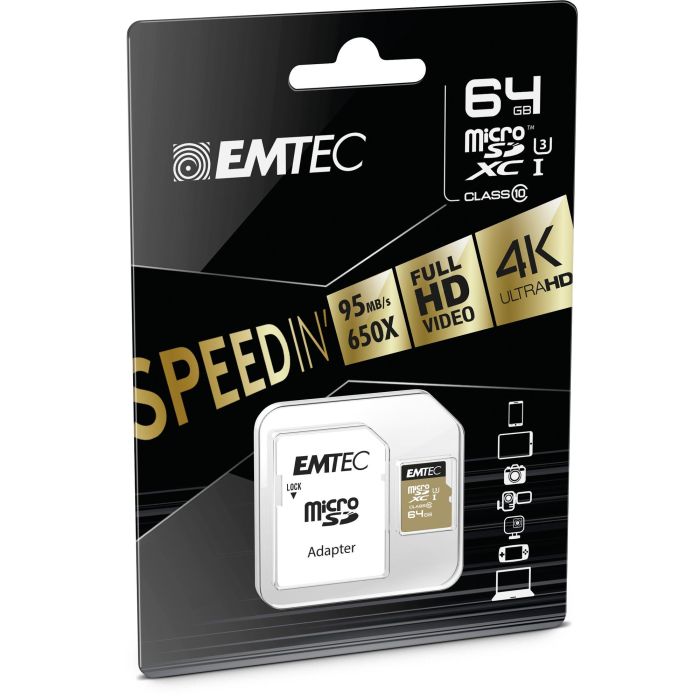 CARD Emtec m64GB UHS-I U3 V30 A1 SpeedIN Pro + Adapter 1 CARD Emtec m64GB UHS-I U3 V30 A1 SpeedIN Pro + Adapter 1