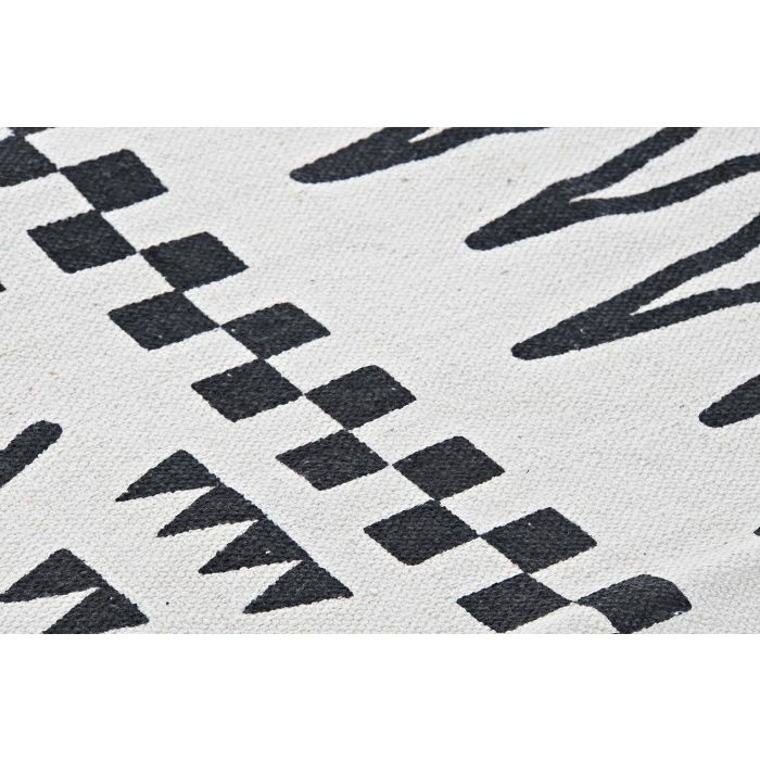 Alfombra DKD Home Decor 160 x 250 x 0,7 cm Negro Poliéster Algodón Blanco Ikat Boho 2