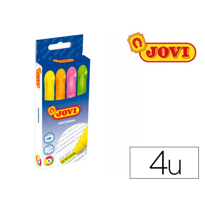 Jovi Marcador Fluorescente Gel Textmarker Neon De Gel En Stick 140 mm C-Surtidos Estuche 4 Ud