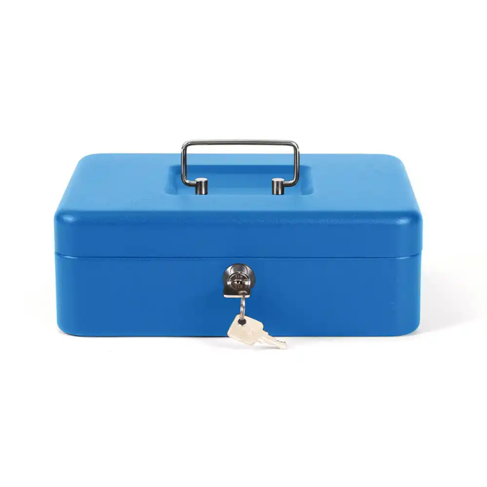 Q-connect Caja caudales 250x180x90 mm Azul con portamonedas Q-connect Caja caudales 250x180x90 mm Azul con portamonedas