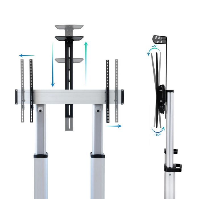 TooQ FS20300M-B Soporte de Suelo con Ruedas para TV 60-100" Inclinable Ajustable 1200-1650mm hasta 100kg VESA 1000x600 Plata 2 TooQ FS20300M-B Soporte de Suelo con Ruedas para TV 60-100" Inclinable Ajustable 1200-1650mm hasta 100kg VESA 1000x600 Plata 2
