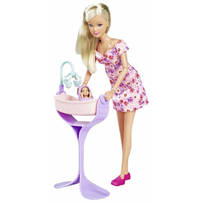Smoby Steffi Love Muñeca Embarazada Futura Mamá 29cm SIM4006592091156 con Accesorios Bebé y Barriga que Crece