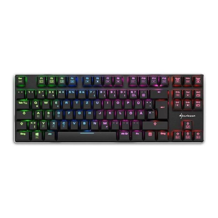 SHARKOON PureWriter TKL RGB Teclado mecánico Gaming, Inalámbrico USB, Interruptores Kailh Low Profile Blue, Retroiluminación LED RGB, Negro
