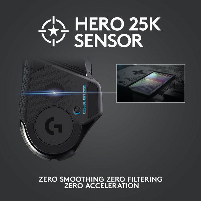 Logitech G502 LIGHTSPEED Ratón Gaming Inalámbrico, Sensor HERO 25K, RGB LIGHTSYNC, Compatible POWERPLAY, 910-005568 11 Logitech G502 LIGHTSPEED Ratón Gaming Inalámbrico, Sensor HERO 25K, RGB LIGHTSYNC, Compatible POWERPLAY, 910-005568 11
