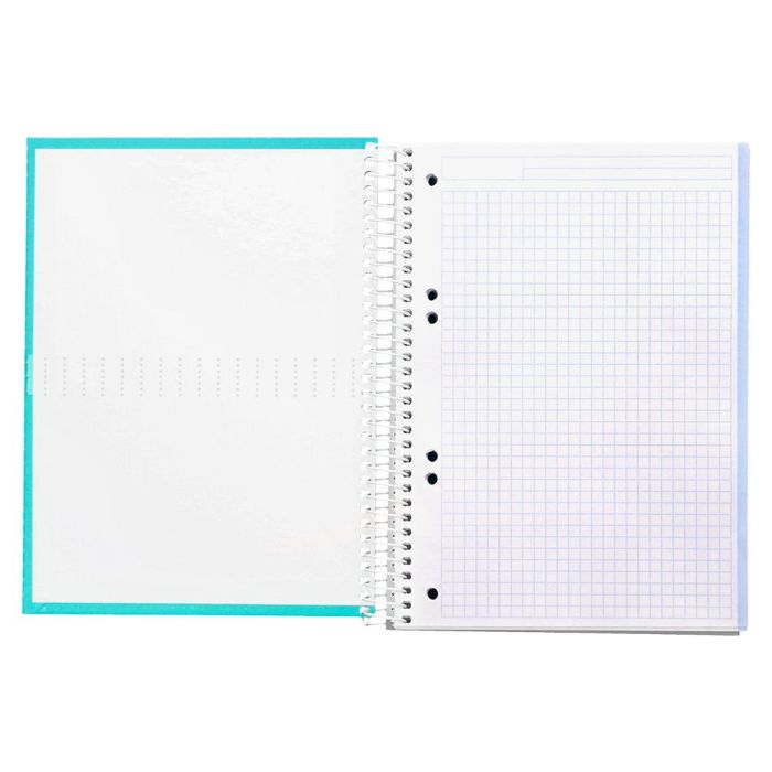 Cuaderno Espiral Liderpapel A5 Micro Crafty Tapa Forrada 120H 90 gr Cuadro 5 mm 5 Bandas6 Taladros Color Turquesa 8