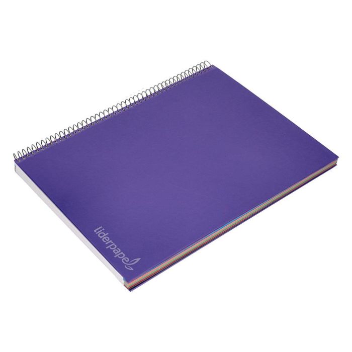 Cuaderno Espiral Liderpapel A4 Micro Jolly Tapa Forrada 140H 75 gr Cuadro 5 mm 5 Bandas 4 Taladros Color Lila 4