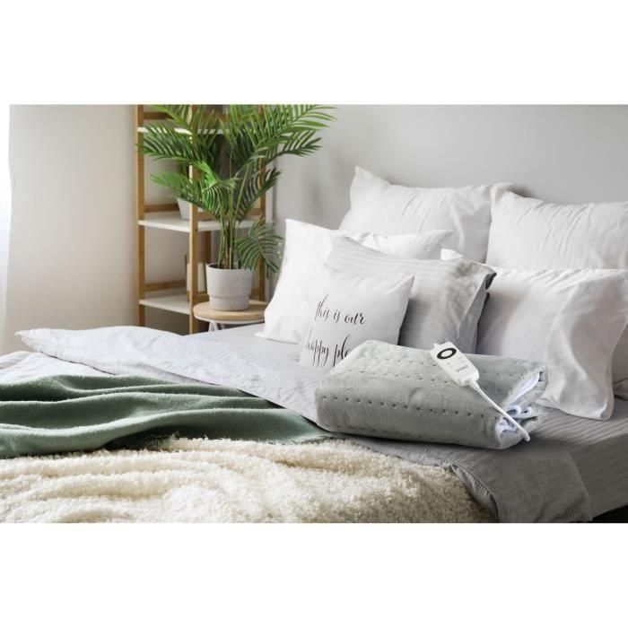 Calentador de cama eléctrico DOMO para 1 persona - 6 niveles de calor - Polar de franela - 150x80 cm - Gris 1 Calentador de cama eléctrico DOMO para 1 persona - 6 niveles de calor - Polar de franela - 150x80 cm - Gris 1