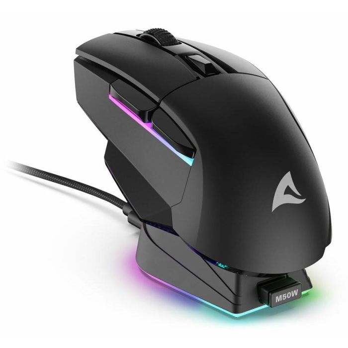 Sharkoon SGM50W Ratón Gaming Óptico Inalámbrico/Cable Dual Mode 6400 DPI. Iluminación RGB, Base de Carga, Batería 70h, Mano Derecha. 4