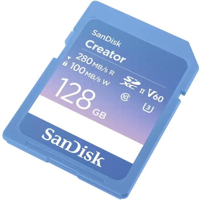 SanDisk Creator Tarjeta SDXC UHS-II 128GB Clase 10 U3 V60 280MB/s Lectura 100MB/s Escritura 1