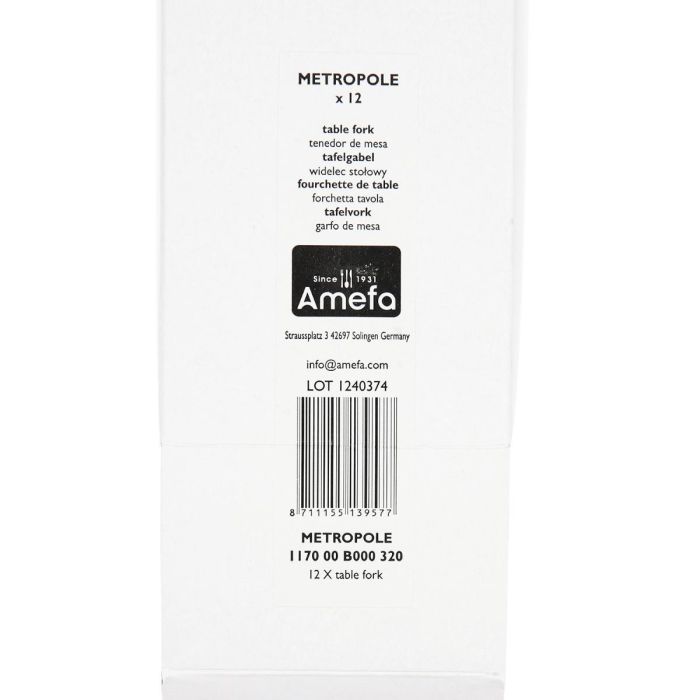 Caja 12 Tenedores Mesa Acero Inox Metropole Amefa 21,1 cm-2,5 mm