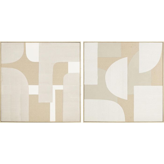 DKD Home Decor Juego de 2 Cuadros Scandi Modernos Beige Blanco de Lino y PS para Decoración de Pared de 90x90x3.8 cm DKD Home Decor Juego de 2 Cuadros Scandi Modernos Beige Blanco de Lino y PS para Decoración de Pared de 90x90x3.8 cm