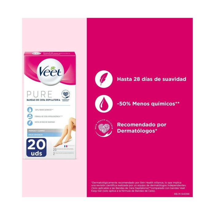 Veet Bandas De Cera Depilatorias Corporales Pure Piel Sensible 1 Veet Bandas De Cera Depilatorias Corporales Pure Piel Sensible 1