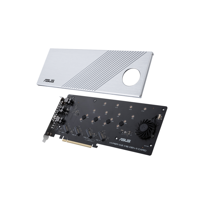 Asus Hyper M.2 x16 Gen 4 Tarjeta y Adaptador de Interfaz Interno PCIe 4.0 para PC Plata 256 Gbps Asus Hyper M.2 x16 Gen 4 Tarjeta y Adaptador de Interfaz Interno PCIe 4.0 para PC Plata 256 Gbps