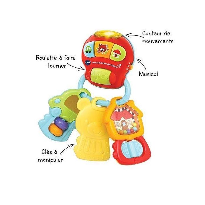 Vtech Baby My Rattle Magic Little Keys Sonajero Bebé Interactivo con Detector de Movimiento, Luces, Sonidos y Mordedor 3