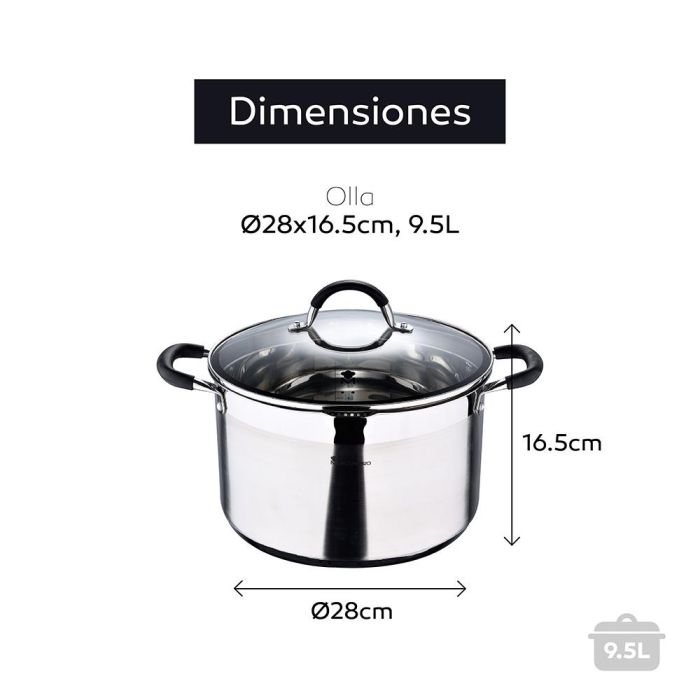 Olla ø28x16,5cm 9,5l de acero inoxidable con tapa foodies bgmp-1506-bk masterpro 5