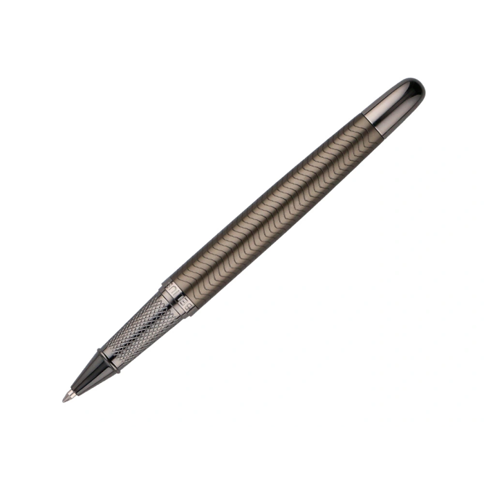 Belius Bolígrafo Neptuno Aluminio Textura Wavy Color Caqui Tinta Azul Caja de Diseño 6