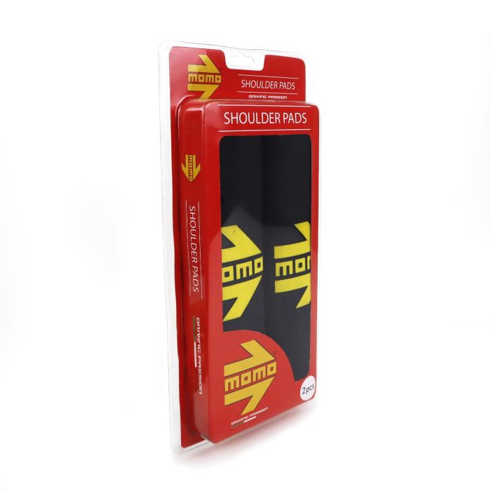 MOMO MOMLSHP001B Set 2 Almohadillas Cinturón Coche Negro-Amarillo de Microsuede Universales 3