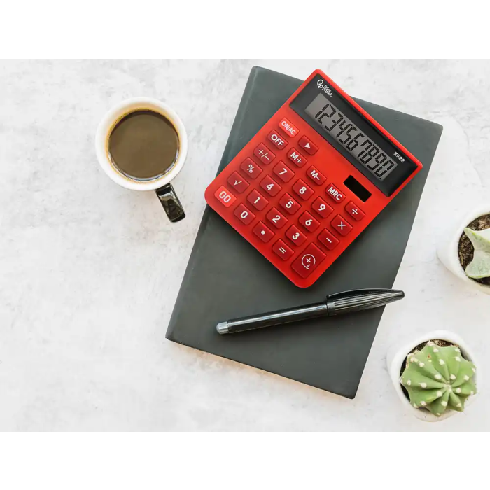 Liderpapel xf22 Calculadora Sobremesa 10 Dígitos Solar y Pilas Color Rojo 127x105x24 mm 6