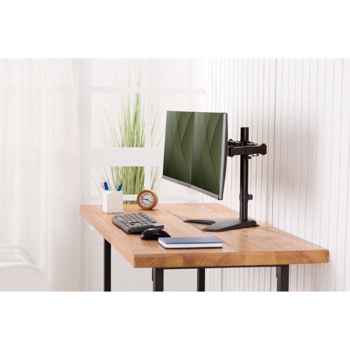 DIGITUS DA-90401 Soporte de escritorio para 2 Monitores de 15-32" hasta 8kg por pantalla, Stand Independiente, Negro 12