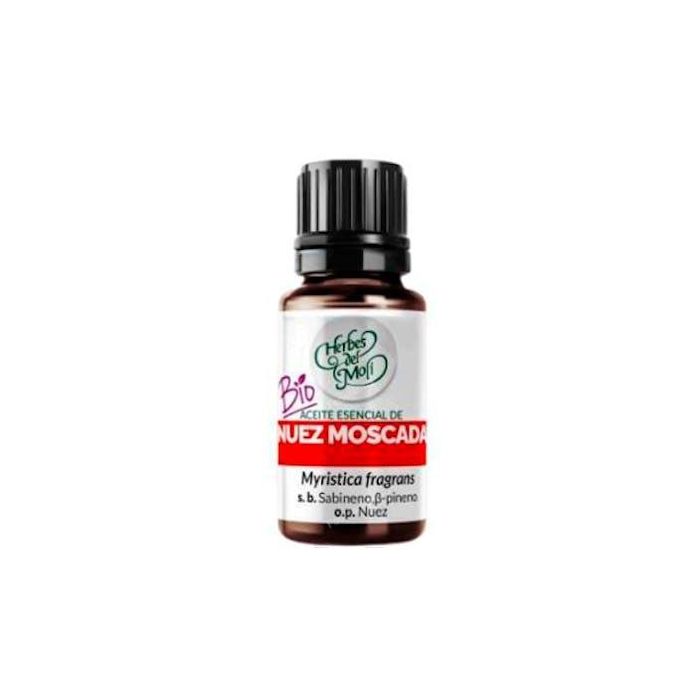 HERBES DEL MOLI Nuez Moscada Aceite Esencial 10ml Ecológico. Propiedades antiespasmódicas y tónicas.