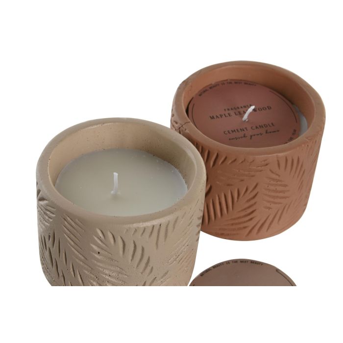 DKD Home Decor Vela Decorativa Tropical Beige Terracota de Gres y Cera con Diseño Hojas y Aroma, 100gr (4 Unidades) 2 DKD Home Decor Vela Decorativa Tropical Beige Terracota de Gres y Cera con Diseño Hojas y Aroma, 100gr (4 Unidades) 2