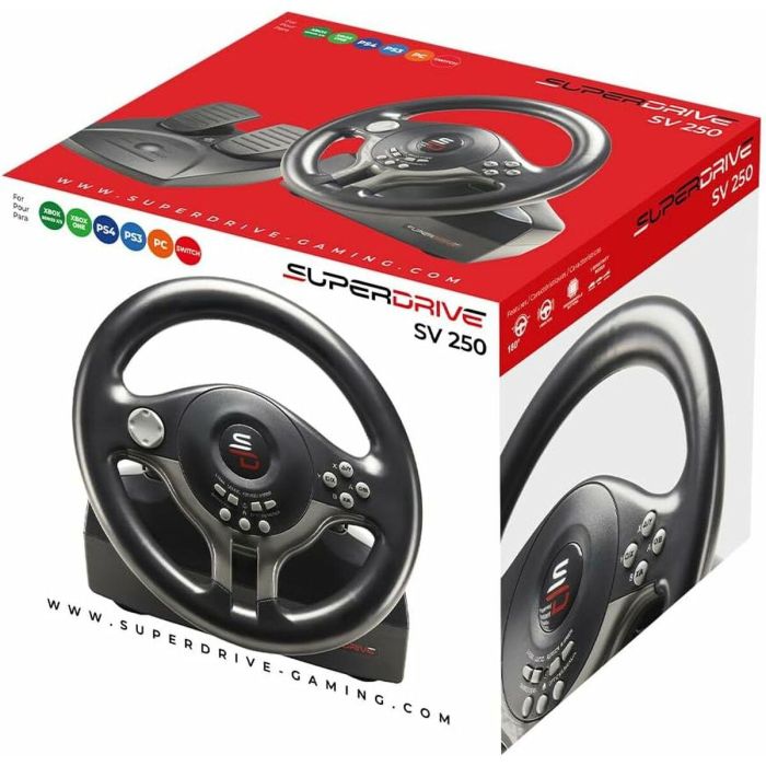 Subsonic Volante de Conducción Universal Cableado con Pedales y Paletas 180° Compatible Switch, PS4, Xbox One, PC 2 Subsonic Volante de Conducción Universal Cableado con Pedales y Paletas 180° Compatible Switch, PS4, Xbox One, PC 2