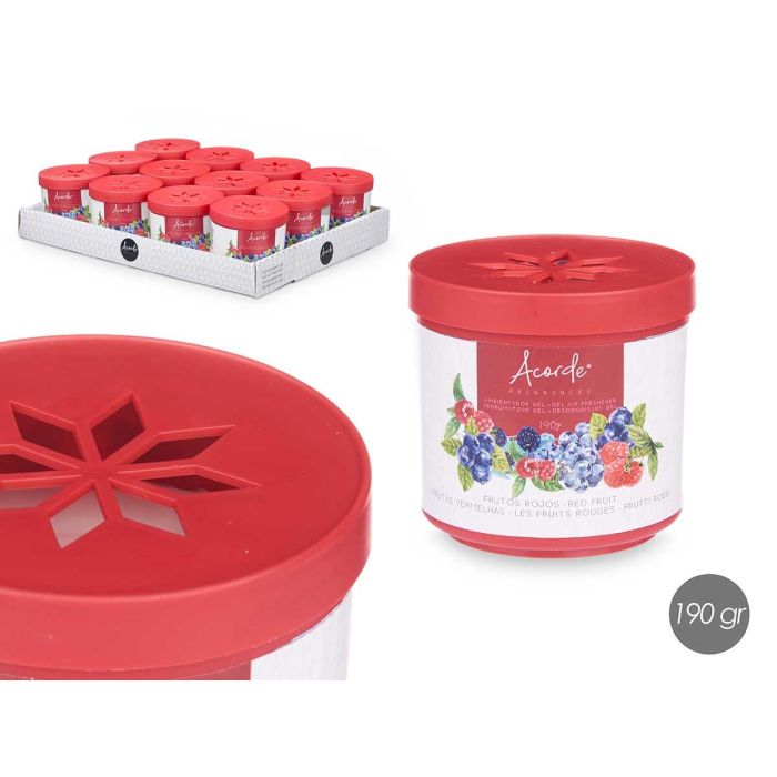 Ambientador de Gel Frutos Rojos 190g Acorde - 8x8x8 cm (24 Unidades) Ambientador de Gel Frutos Rojos 190g Acorde - 8x8x8 cm (24 Unidades)