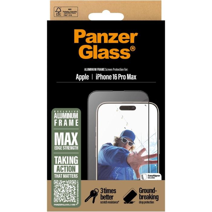 PanzerGlass Protector Pantalla Aluminio iPhone 16 Pro Max 6.9" UWF 2