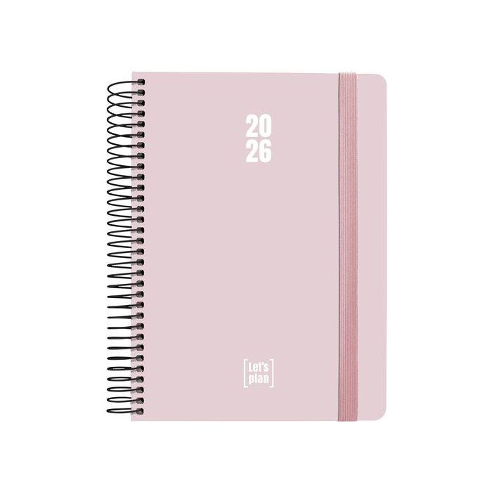 Agenda Anual (2026) Grafoplas Colors Espiral Tapa Extradura Con Goma A5 210X150 D/P Rosa Soft