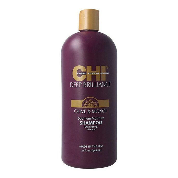 Farouk CHI Deep Brilliance Champú Hidratante con Aceite de Oliva y Monoi, Optimum Moisture Neutralizante, Todo Tipo de Cabello, 946 ml